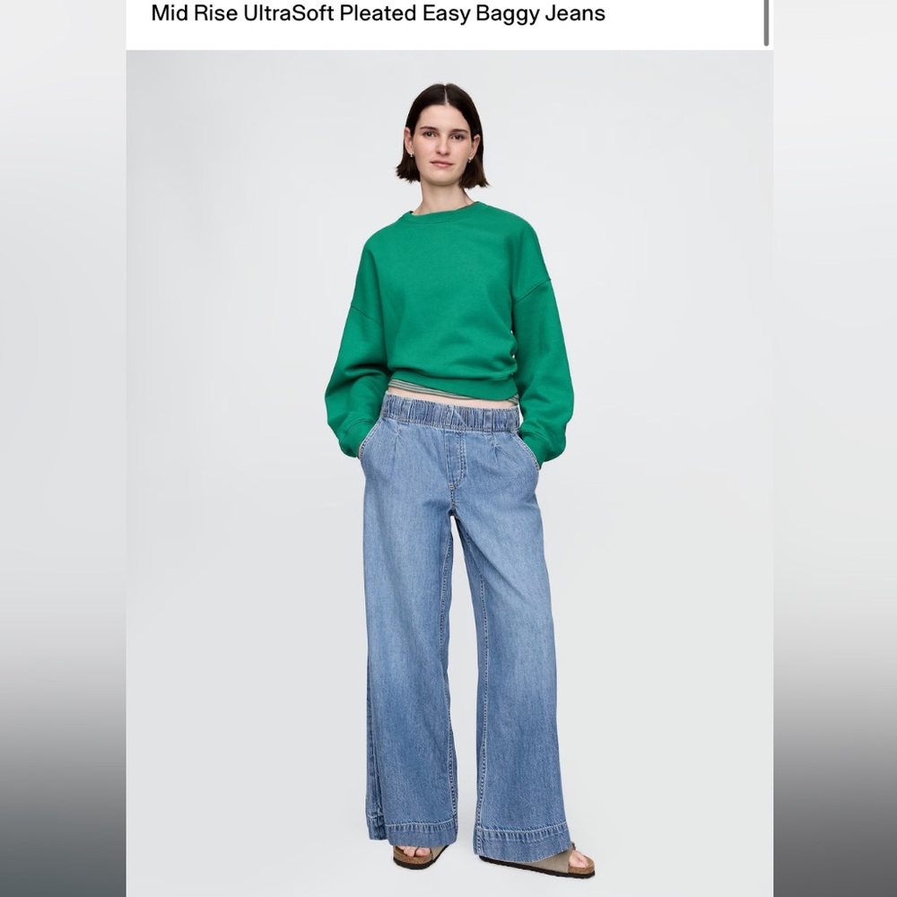NWT GAP Midrise Ultrasoft Pleated Easy Baggy Jeans
